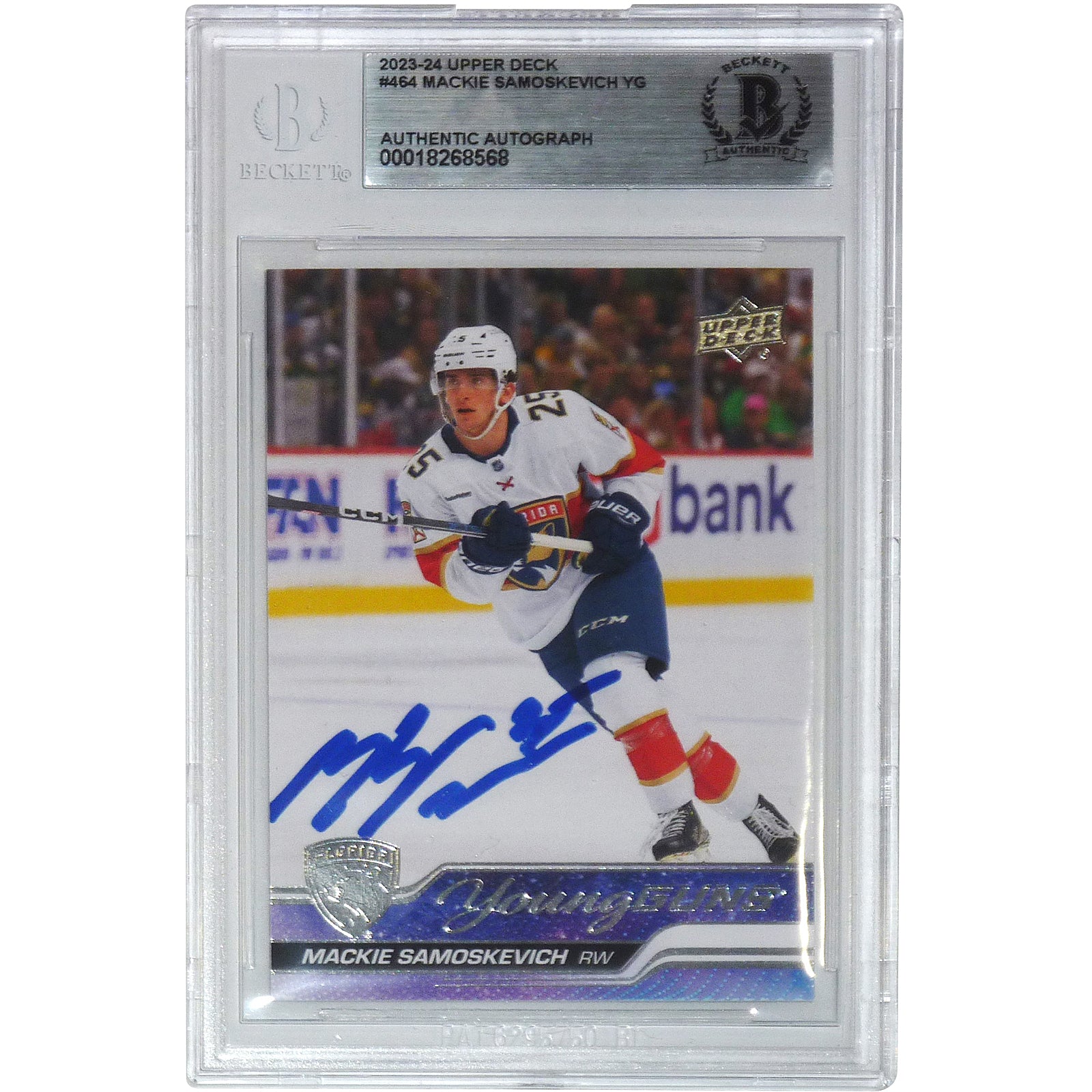 Mackie Samoskevich Autographed 2023-24 Upper Deck Young Guns 464 Rookie Card - Beckett