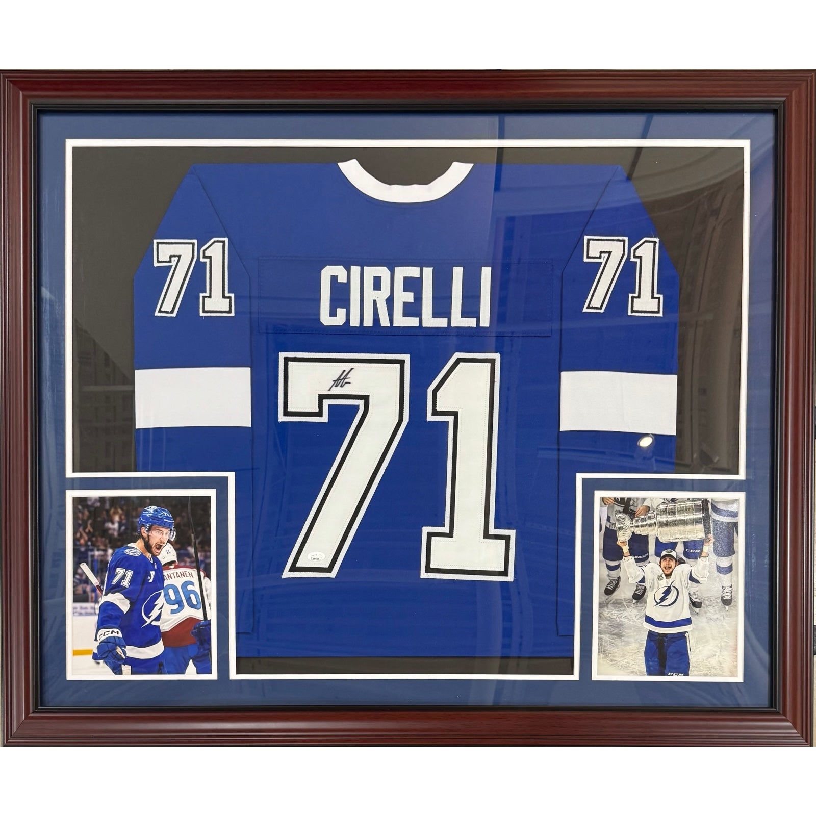 Anthony Cirelli Autographed Tampa Bay Lightning (Blue #71) Deluxe Framed Jersey - JSA