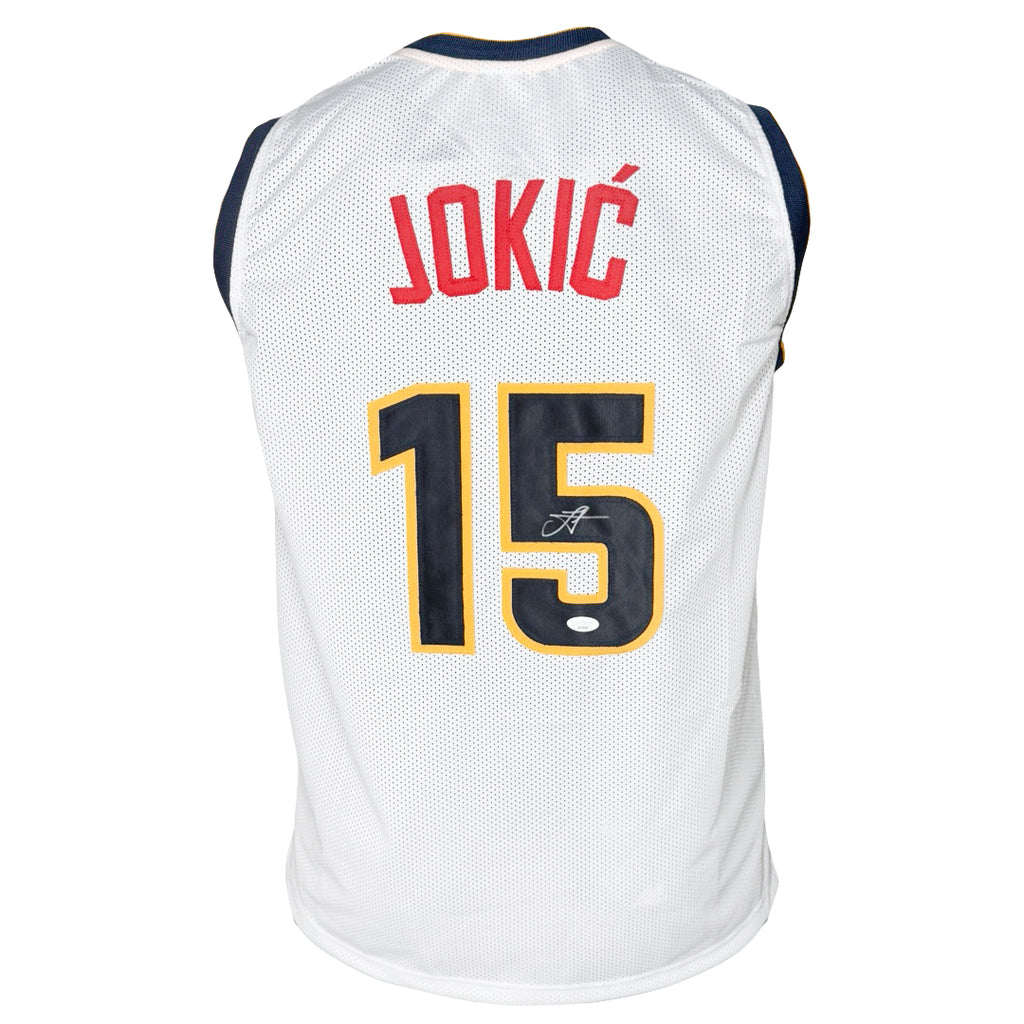 Nikola Jokic Autographed Denver (White #15) Custom Jersey - Beckett