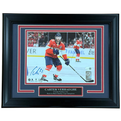 Carter Verhaeghe Autographed Florida Panthers (2025 Stanley Cup Action) Deluxe Framed 8x10 Photo - JSA