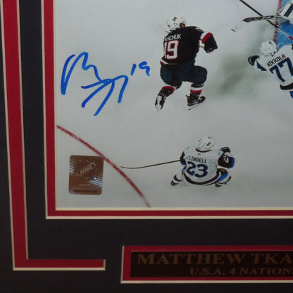 Matthew Tkachuk Autographed Team USA Hockey 4 Nations Deluxe Framed 8x10 Photo- JSA