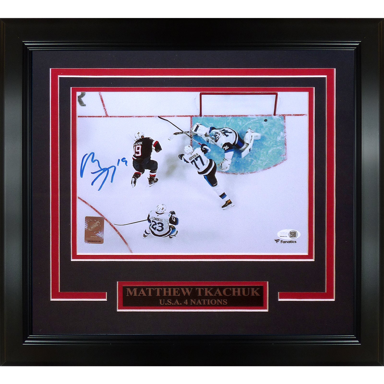 Matthew Tkachuk Autographed Team USA Hockey 4 Nations Deluxe Framed 8x10 Photo- JSA