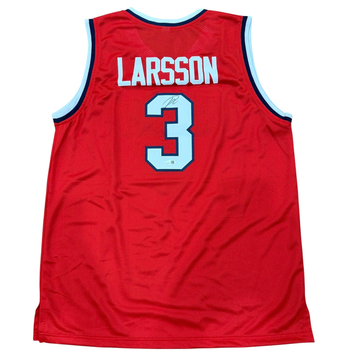 Pelle Larsson Autographed Arizona (Red #3) Custom Jersey - JSA