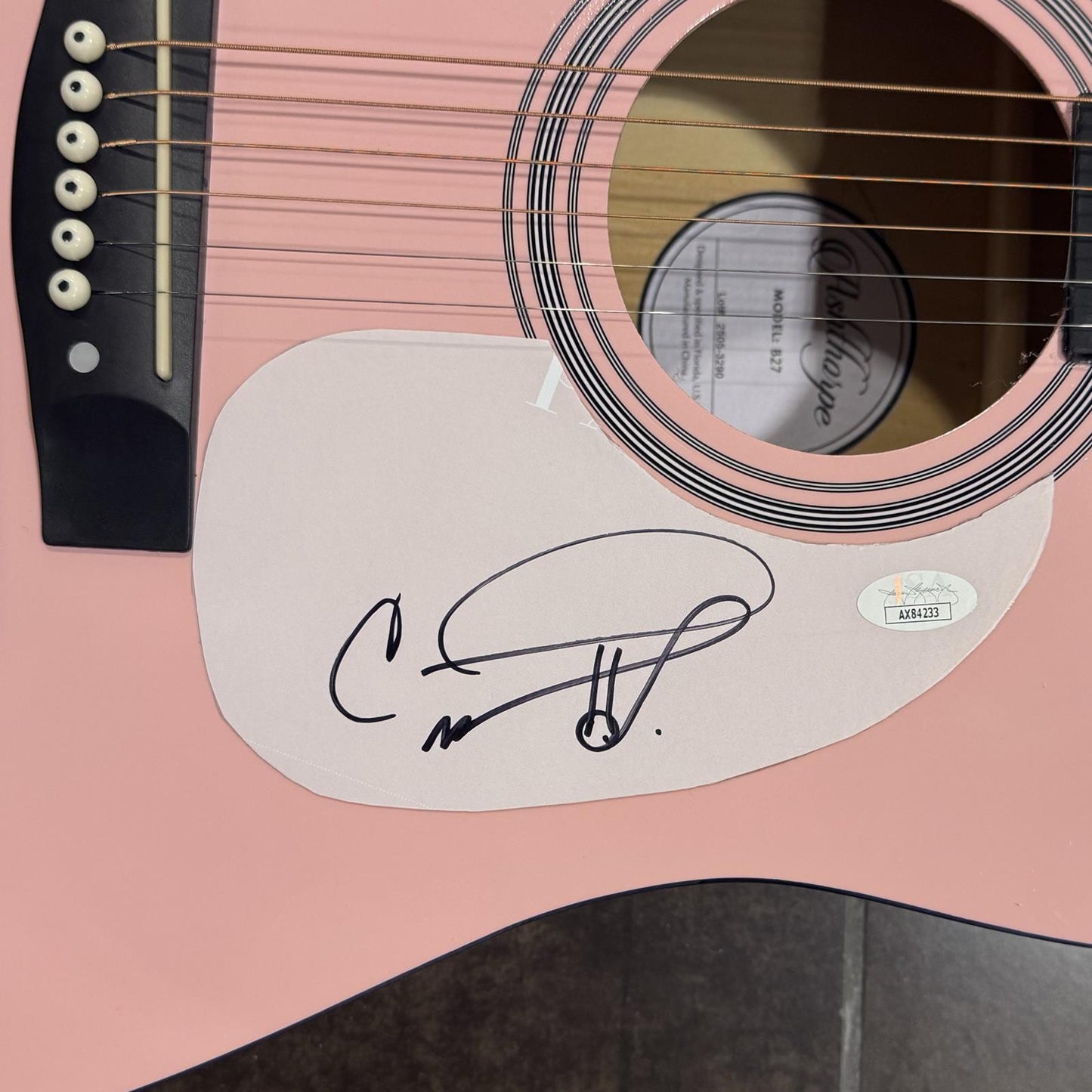 Carrie Underwood Pink Acoustic Guitar with Autograph - JSA