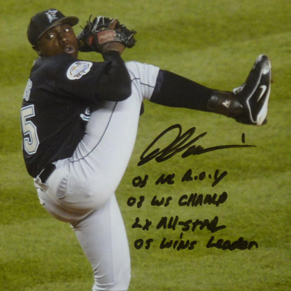 Dontrelle Willis Autographed Florida Marlins Deluxe Framed 8x10 Photo w/ Stat Inscriptions - JSA