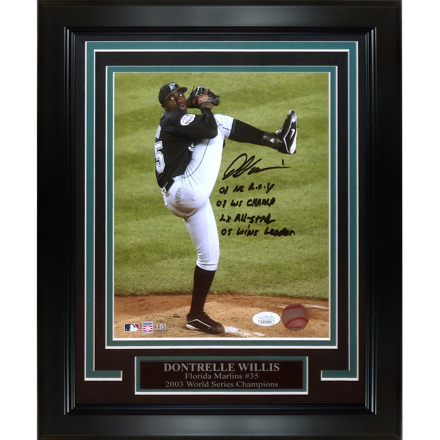 Dontrelle Willis Autographed Florida Marlins Deluxe Framed 8x10 Photo w/ Stat Inscriptions - JSA