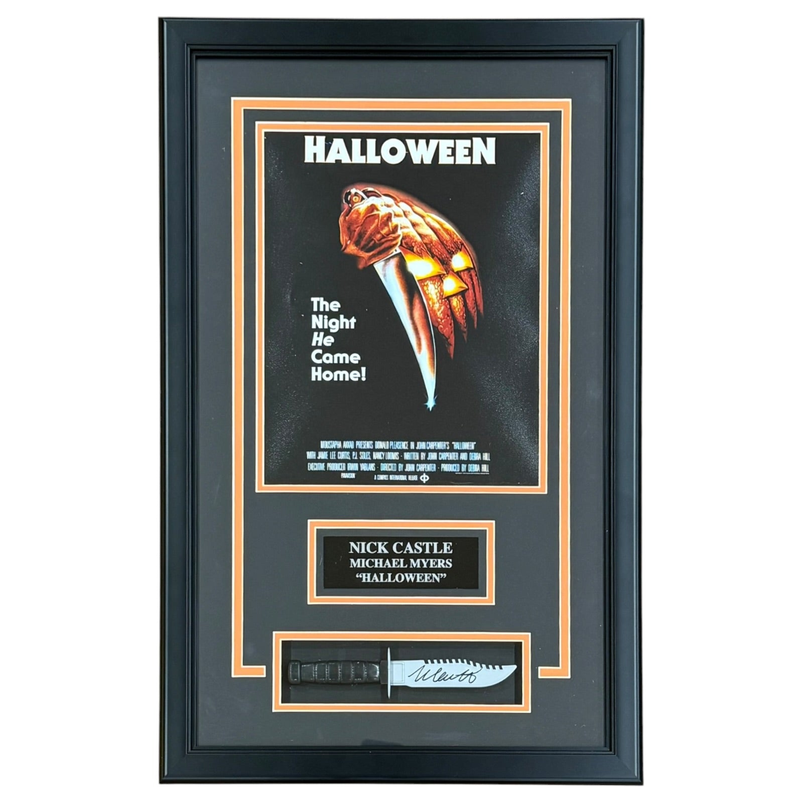 Nick Castle Autographed Halloween 11x14 Movie Poster Deluxe Framed Knife Shadowbox - JSA