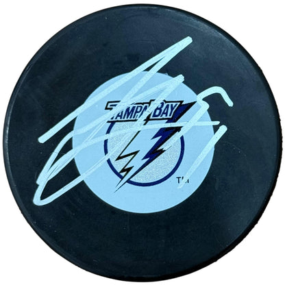 Steven Stamkos Autographed Tampa Bay Lightning Hockey Puck with Tall Case - JSA