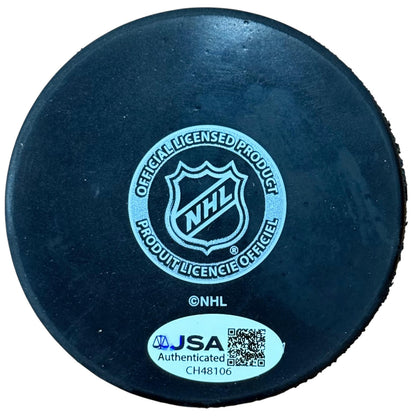 Henrik Zetterberg Autographed Detroit Red Wings Hockey Puck with Tall Case - JSA