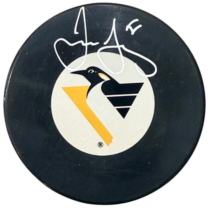 Jaromir Jagr Autographed Pittsburgh Penguins Hockey Puck with Tall Case - JSA