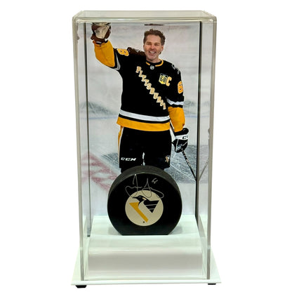 Jaromir Jagr Autographed Pittsburgh Penguins Hockey Puck with Tall Case - JSA