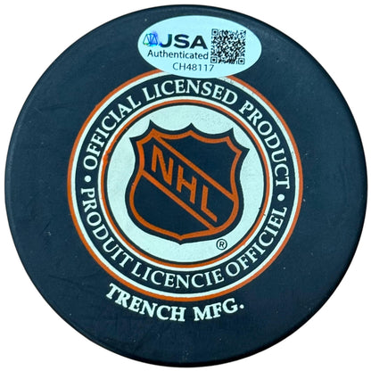 Martin Brodeur Autographed New Jersey Devils Hockey Puck with Tall Case - JSA