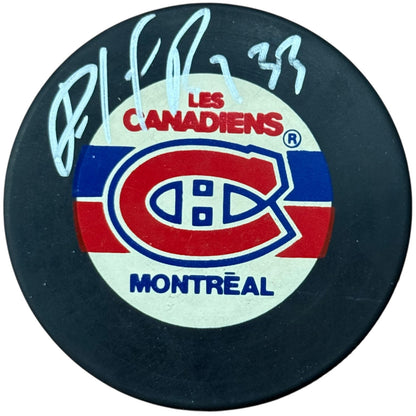 Patrick Roy Autographed Montreal Canadiens Hockey Puck with Tall Case - JSA