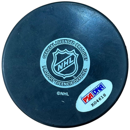 Henrik Lundqvist Autographed New York Rangers Hockey Puck with Tall Case - PSA