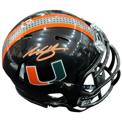 Willis McGahee Autographed Miami Hurricanes (Black Nights) Mini Helmet - JSA