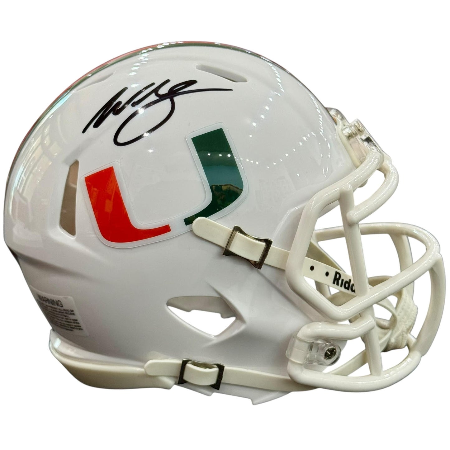 Willis McGahee Autographed Miami Hurricanes Mini Helmet - JSA