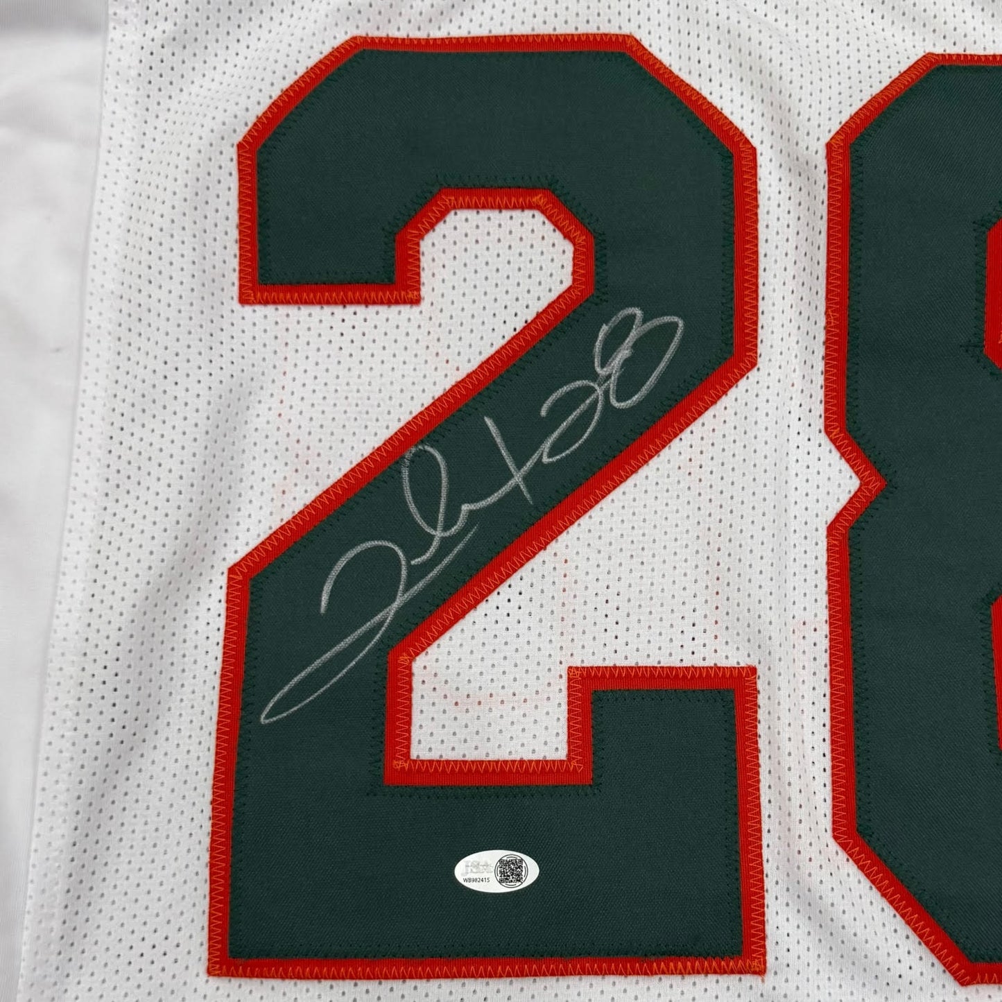 Clinton Portis Autographed Miami Hurricanes (White #28) Custom Jersey - JSA