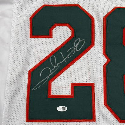 Clinton Portis Autographed Miami Hurricanes (White #28) Custom Jersey - JSA