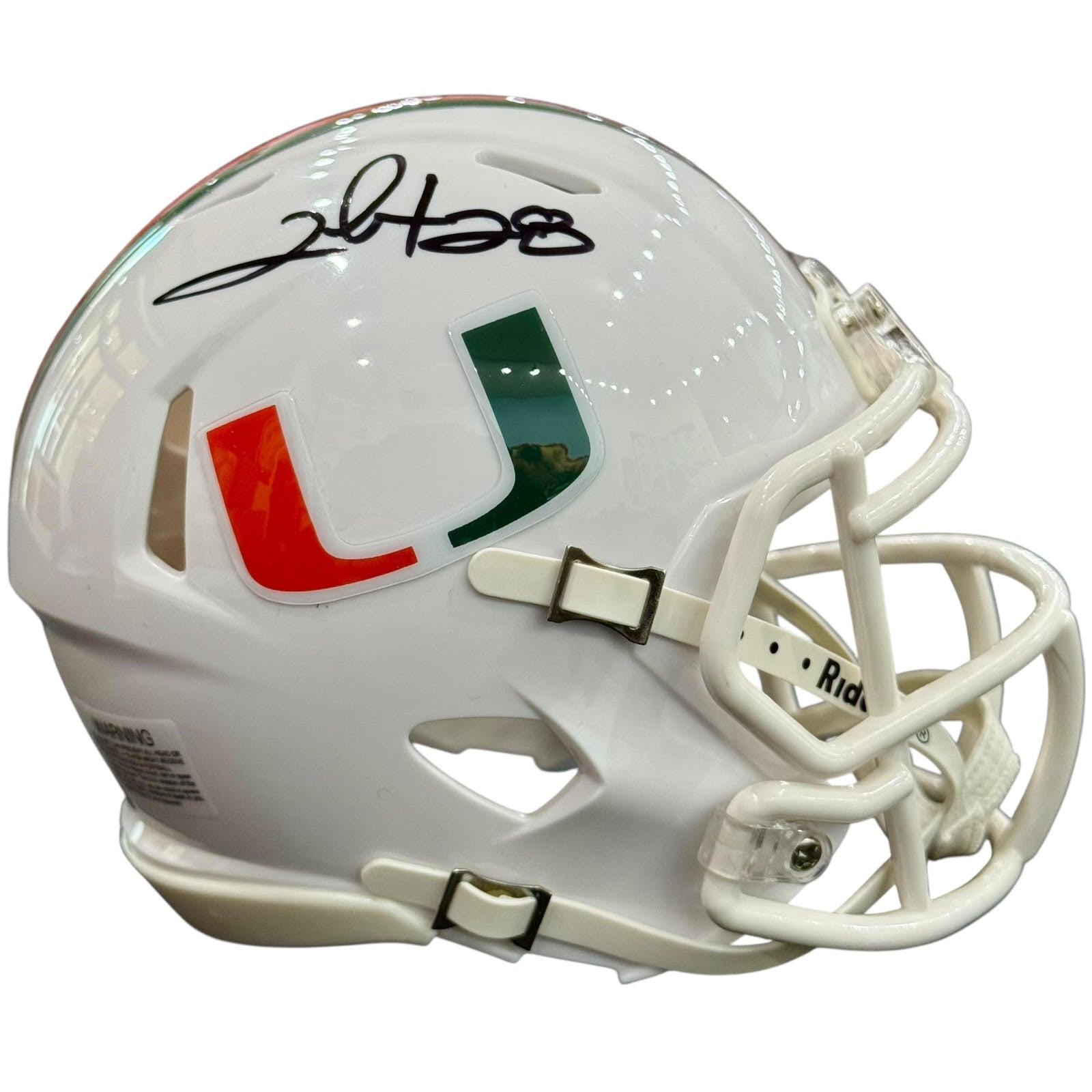 Clinton Portis Autographed Miami Hurricanes Mini Helmet - JSA