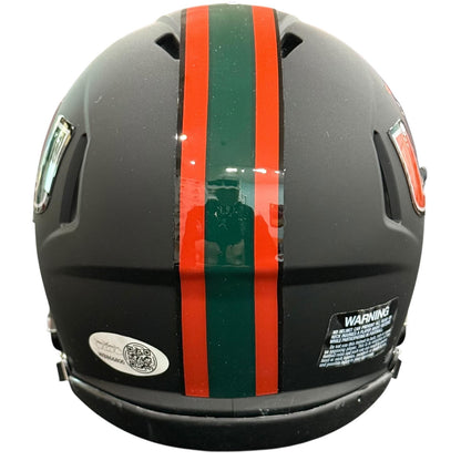 Clinton Portis Autographed Miami Hurricanes (Black Nights) Mini Helmet - JSA
