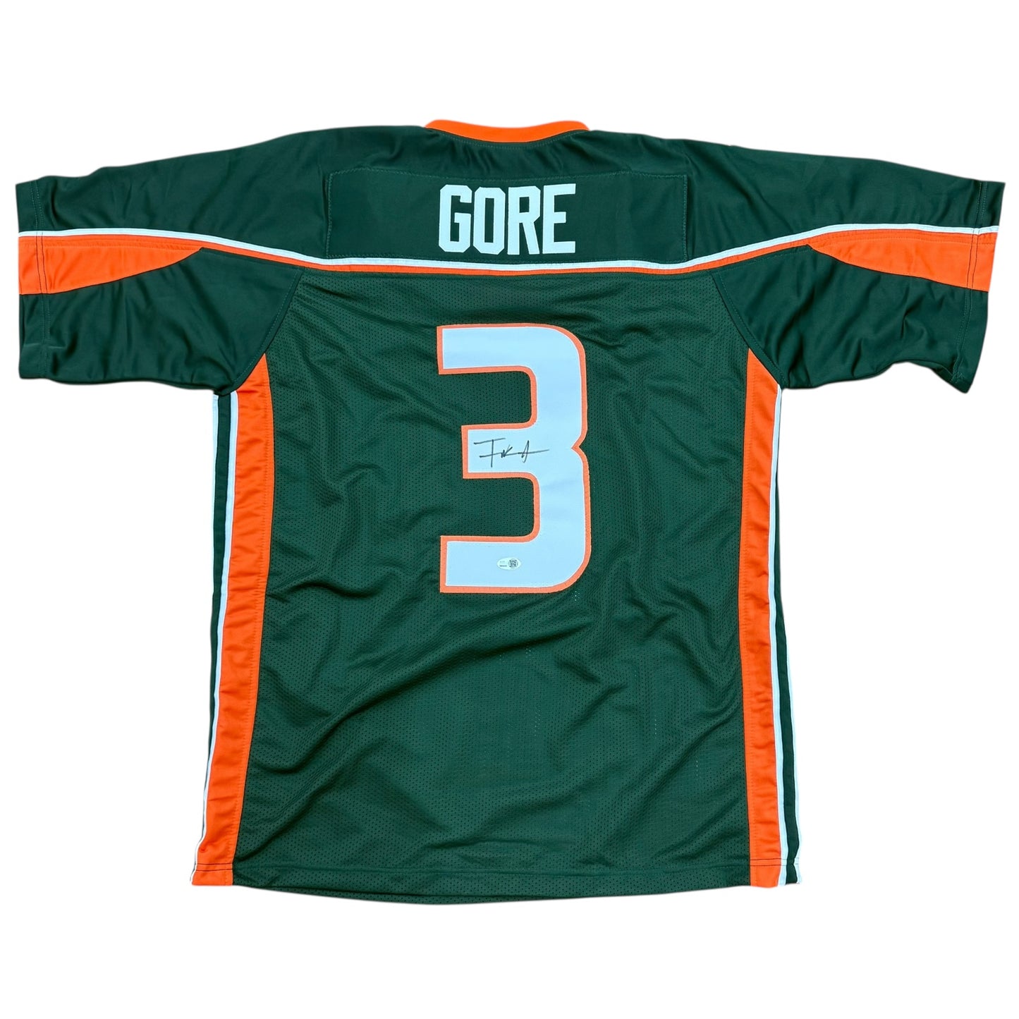 Frank Gore Autographed Miami Hurricanes (Green #3) Custom Jersey - JSA