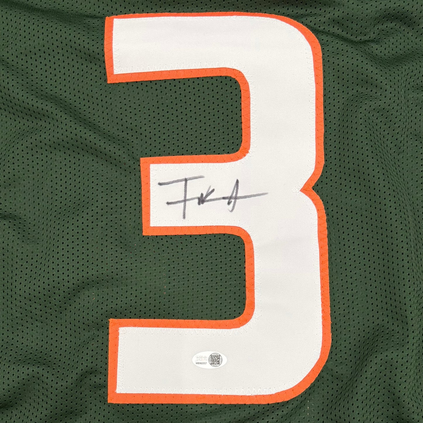 Frank Gore Autographed Miami Hurricanes (Green #3) Custom Jersey - JSA