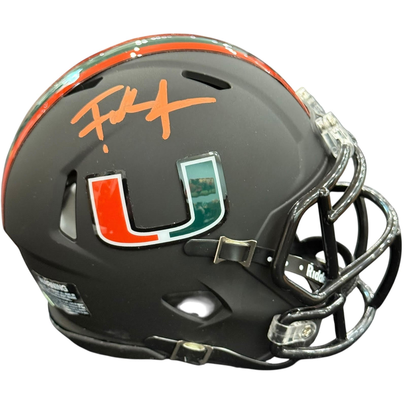 Frank Gore Autographed Miami Hurricanes (Black Nights) Mini Helmet - JSA