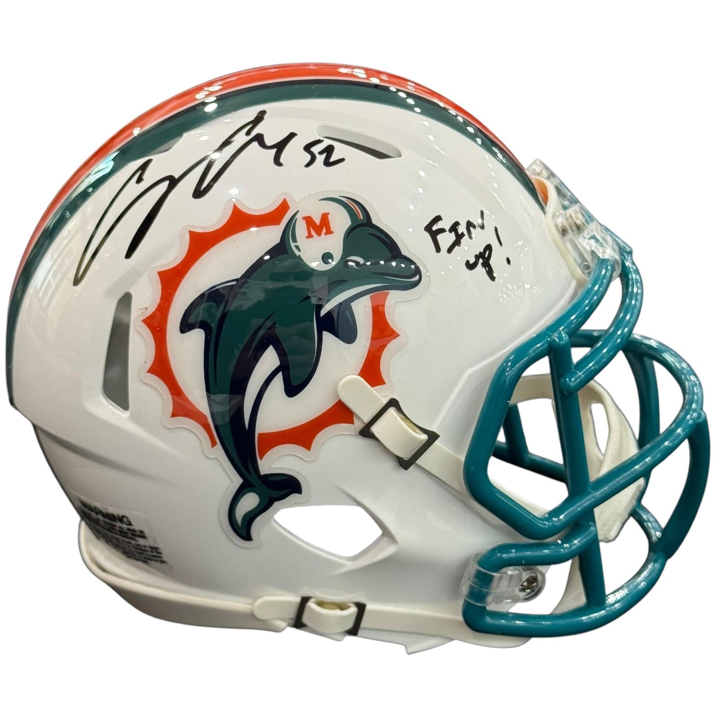 Channing Crowder Autographed Miami Dolphins (Speed) Mini Helmet - JSA