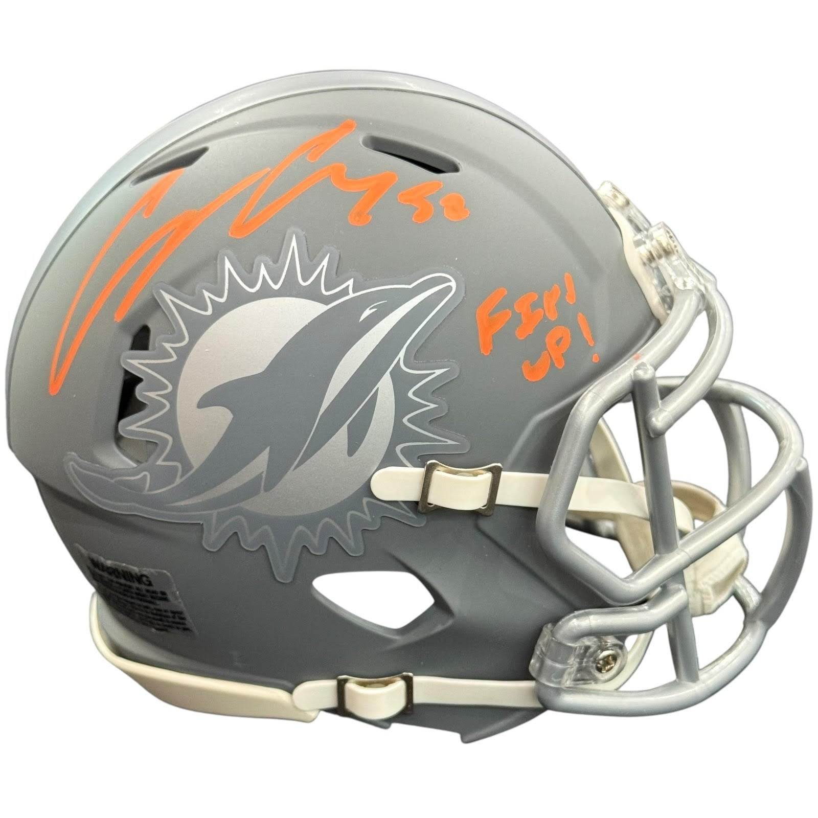 Channing Crowder Autographed Miami Dolphins (Slate) Mini Helmet - JSA