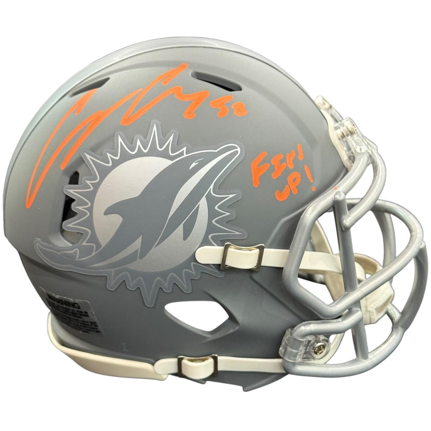 Channing Crowder Autographed Miami Dolphins (Slate) Mini Helmet - JSA