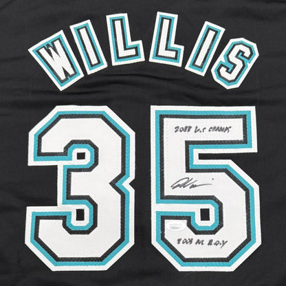 Dontrelle Willis Autographed Florida Marlins (Black #35) Custom Jersey w/ 2003 ROY & WS Champs - JSA