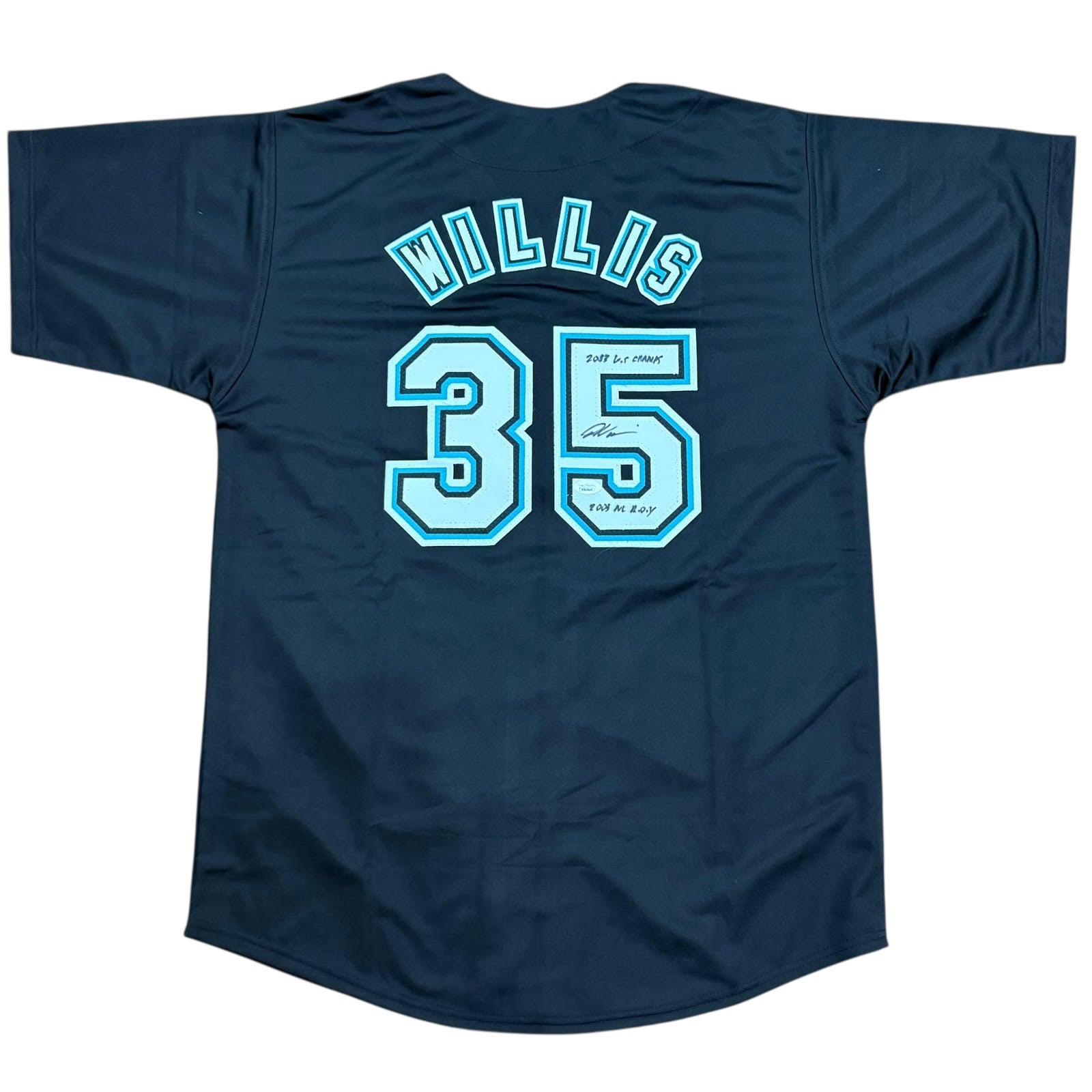 Dontrelle Willis Autographed Florida Marlins (Black #35) Custom Jersey w/ 2003 ROY & WS Champs - JSA