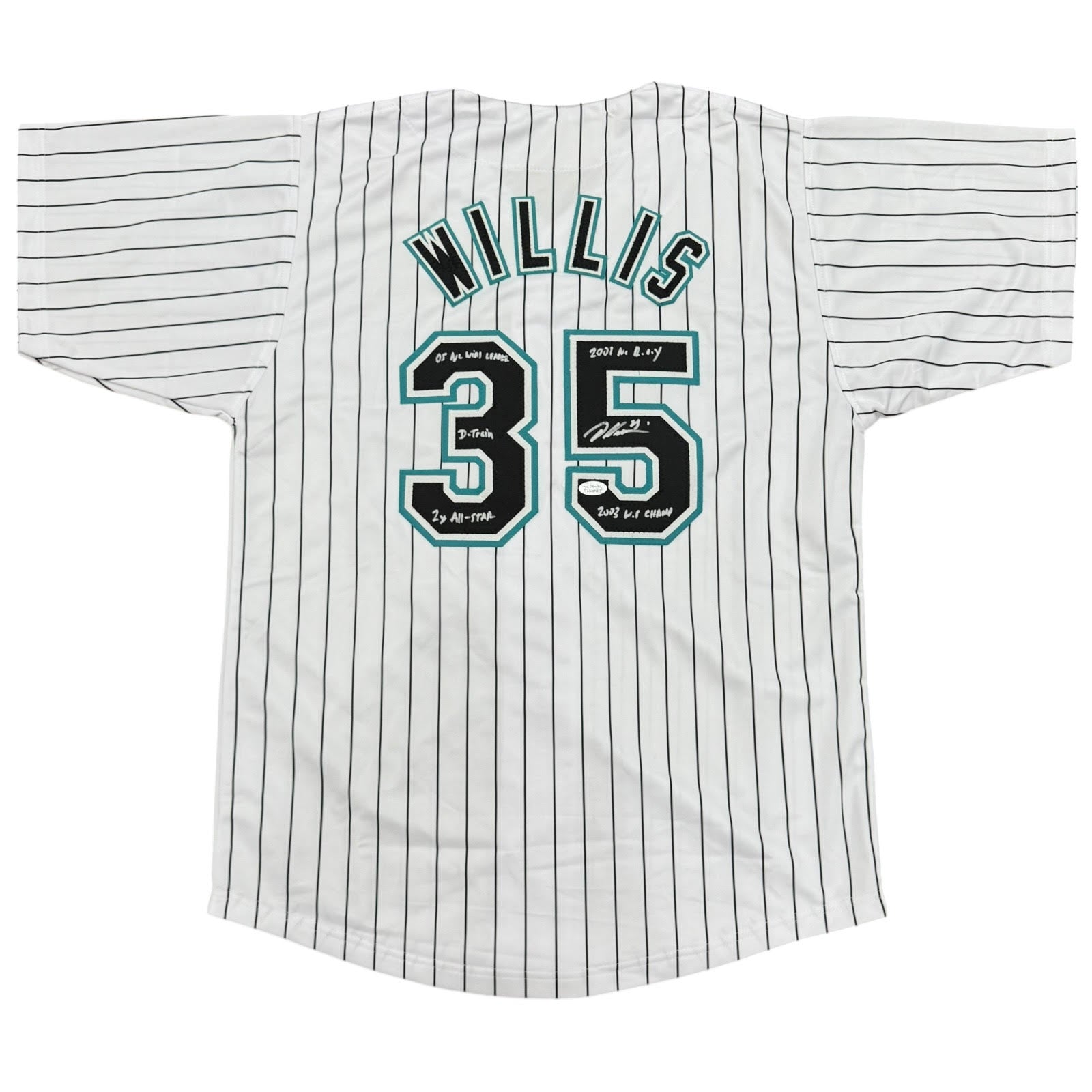 Dontrelle Willis Autographed Florida Marlins (Pinstripe #35) Custom Jersey w/ 5 Inscriptions - JSA