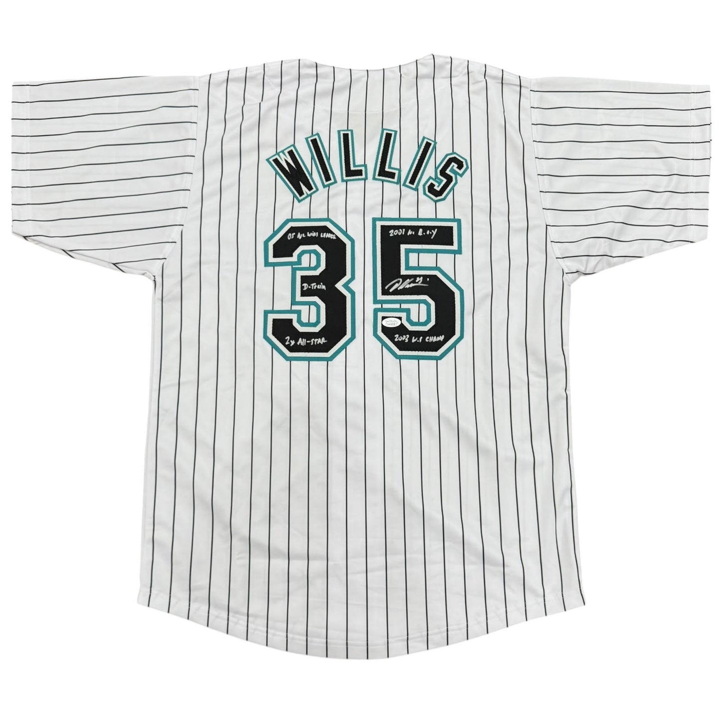 Dontrelle Willis Autographed Florida Marlins (Pinstripe #35) Custom Jersey w/ 5 Inscriptions - JSA