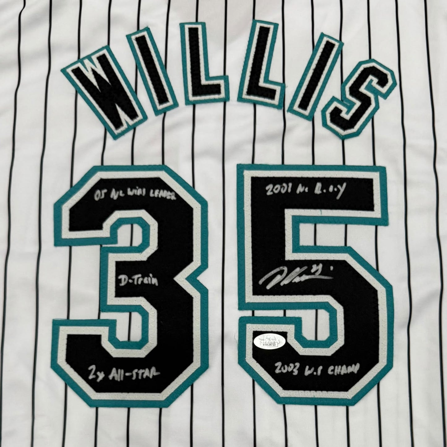 Dontrelle Willis Autographed Florida Marlins (Pinstripe #35) Custom Jersey w/ 5 Inscriptions - JSA