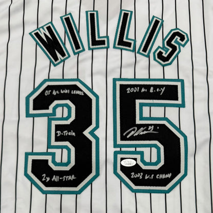 Dontrelle Willis Autographed Florida Marlins (Pinstripe #35) Custom Jersey w/ 5 Inscriptions - JSA