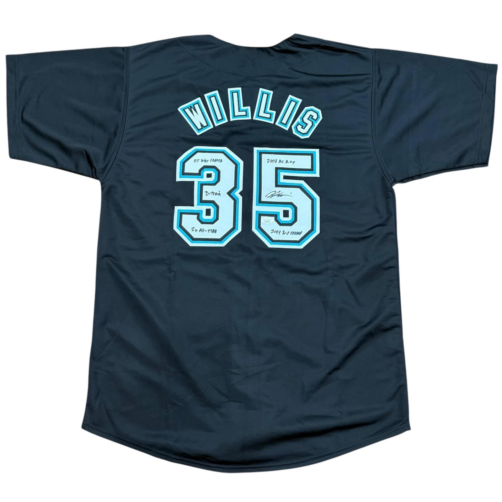 Dontrelle Willis Autographed Florida Marlins (Black #35) Custom Jersey w/ 5 Inscriptions - JSA