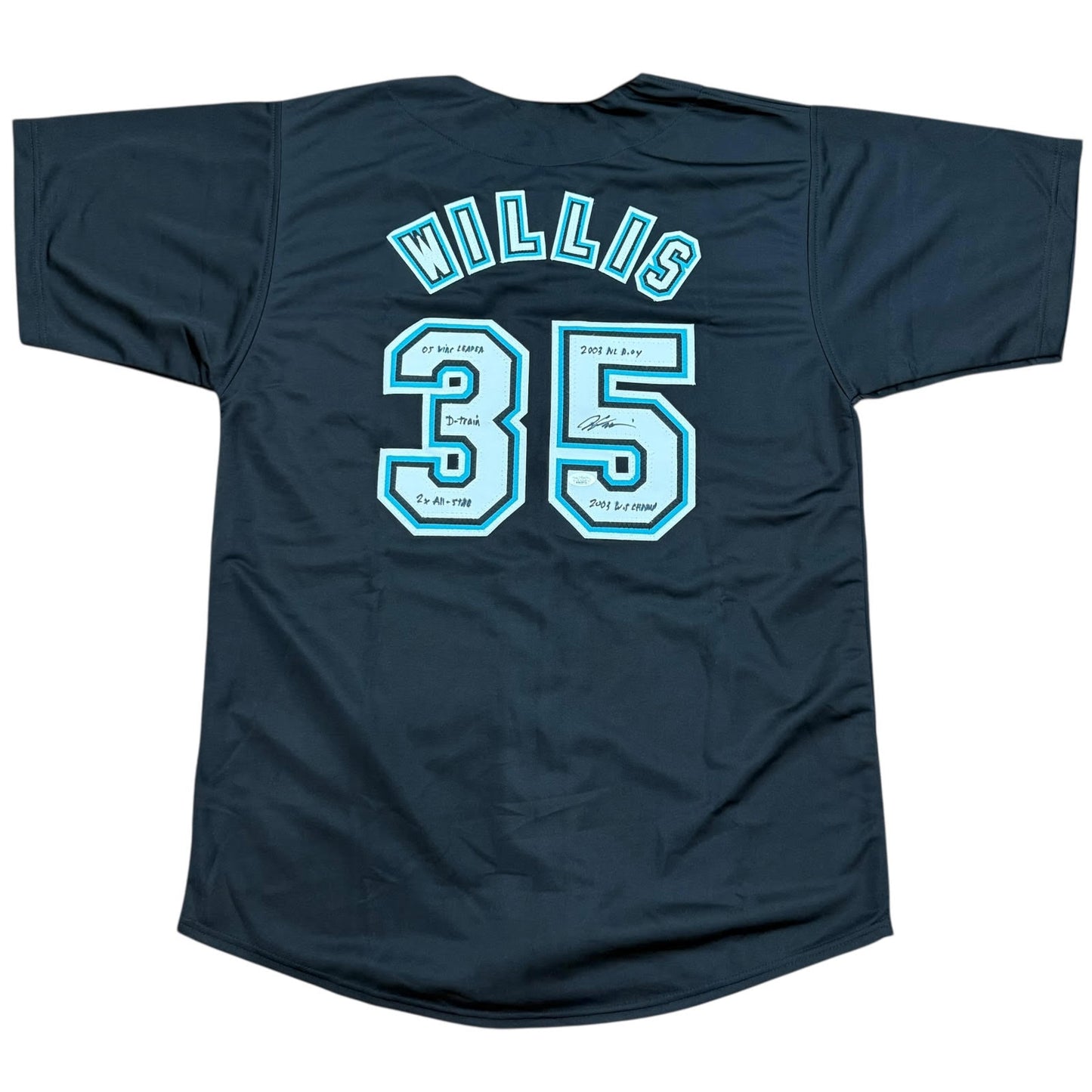 Dontrelle Willis Autographed Florida Marlins (Black #35) Custom Jersey w/ 5 Inscriptions - JSA