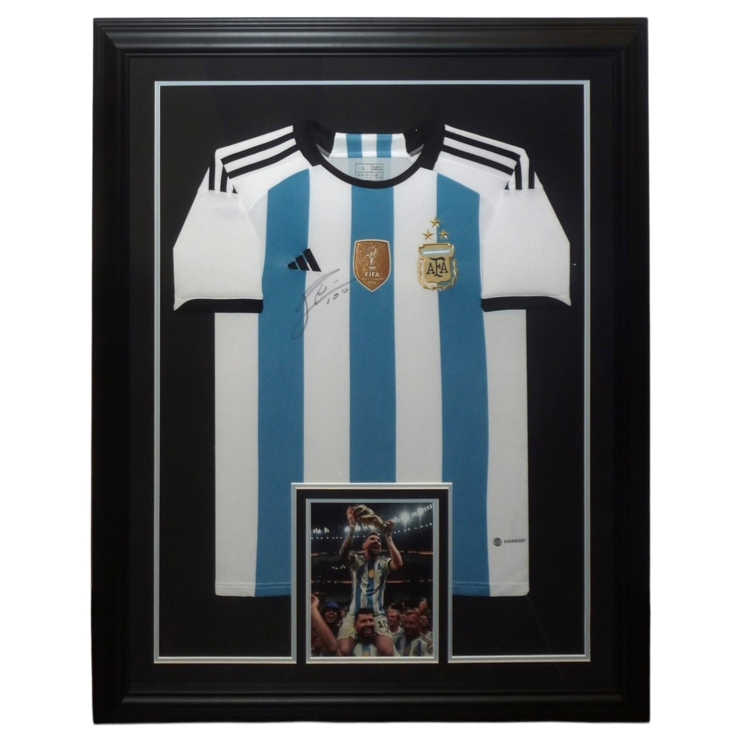 Lionel Messi Autographed Argentina (#10) Deluxe Framed Soccer Jersey - Icons COA