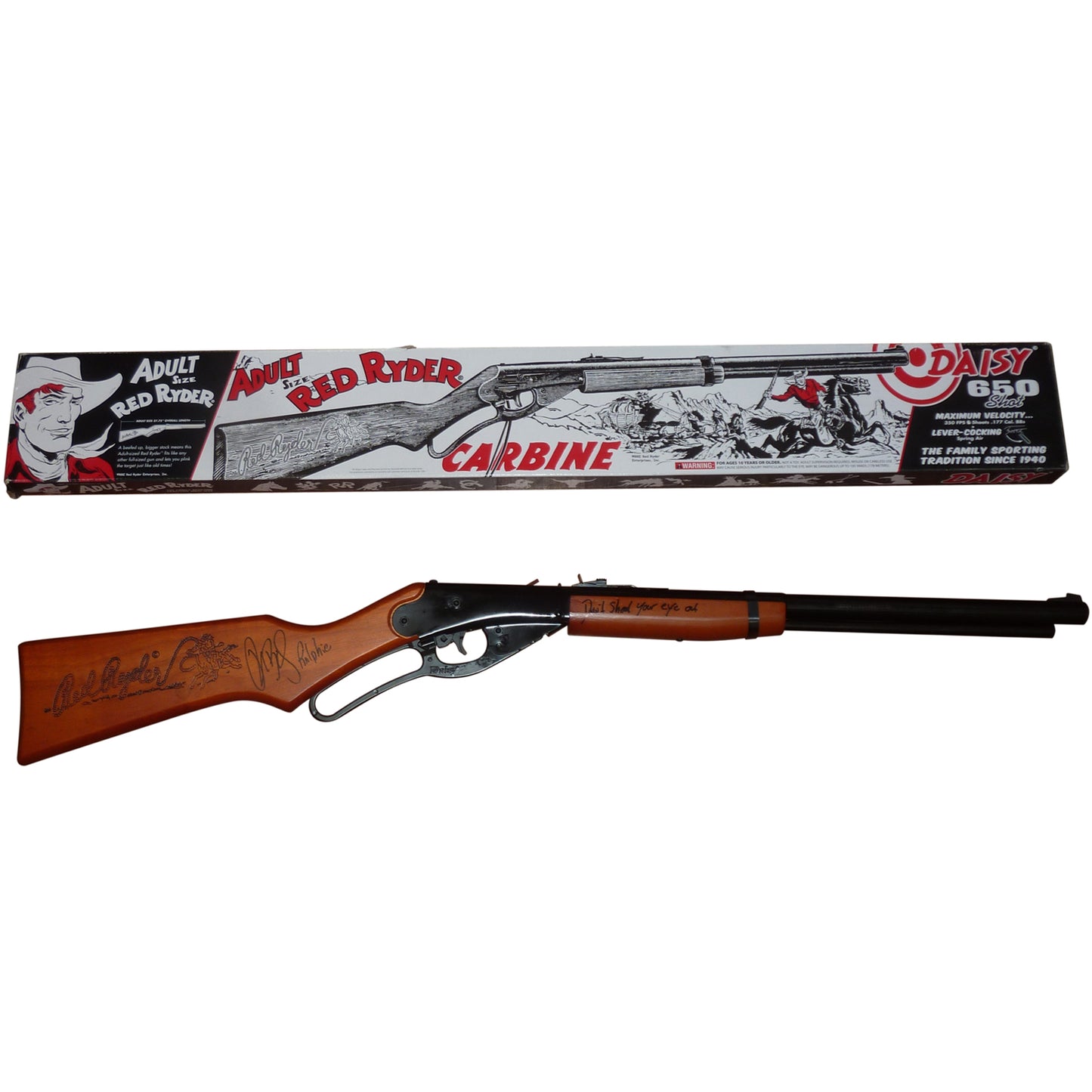Peter Billingsley Ralphie Autographed Daisy Red Ryder BB Gun w/ "Dont Shoot Your Eye Out" - JSA