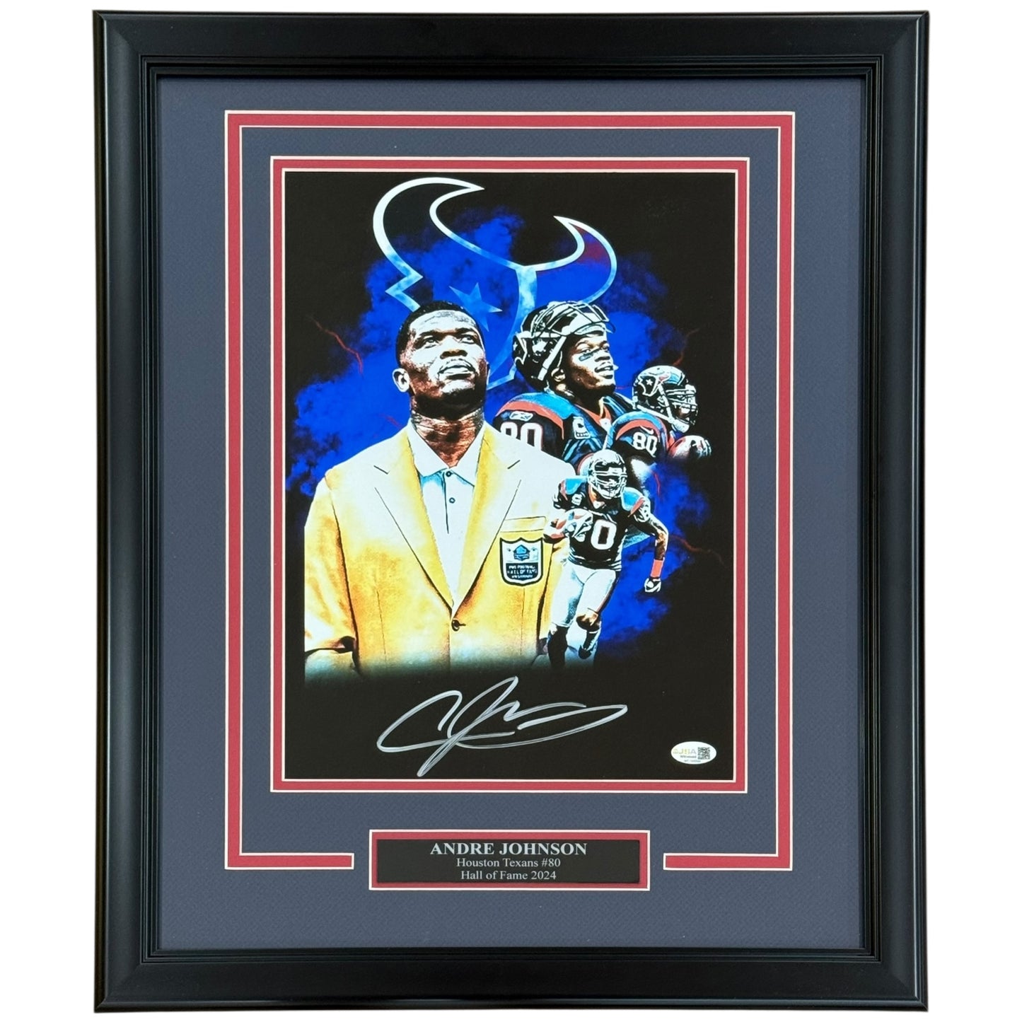 Andre Johnson Autographed Houston Texans (Collage) Deluxe Framed 11x14 Photo - JSA
