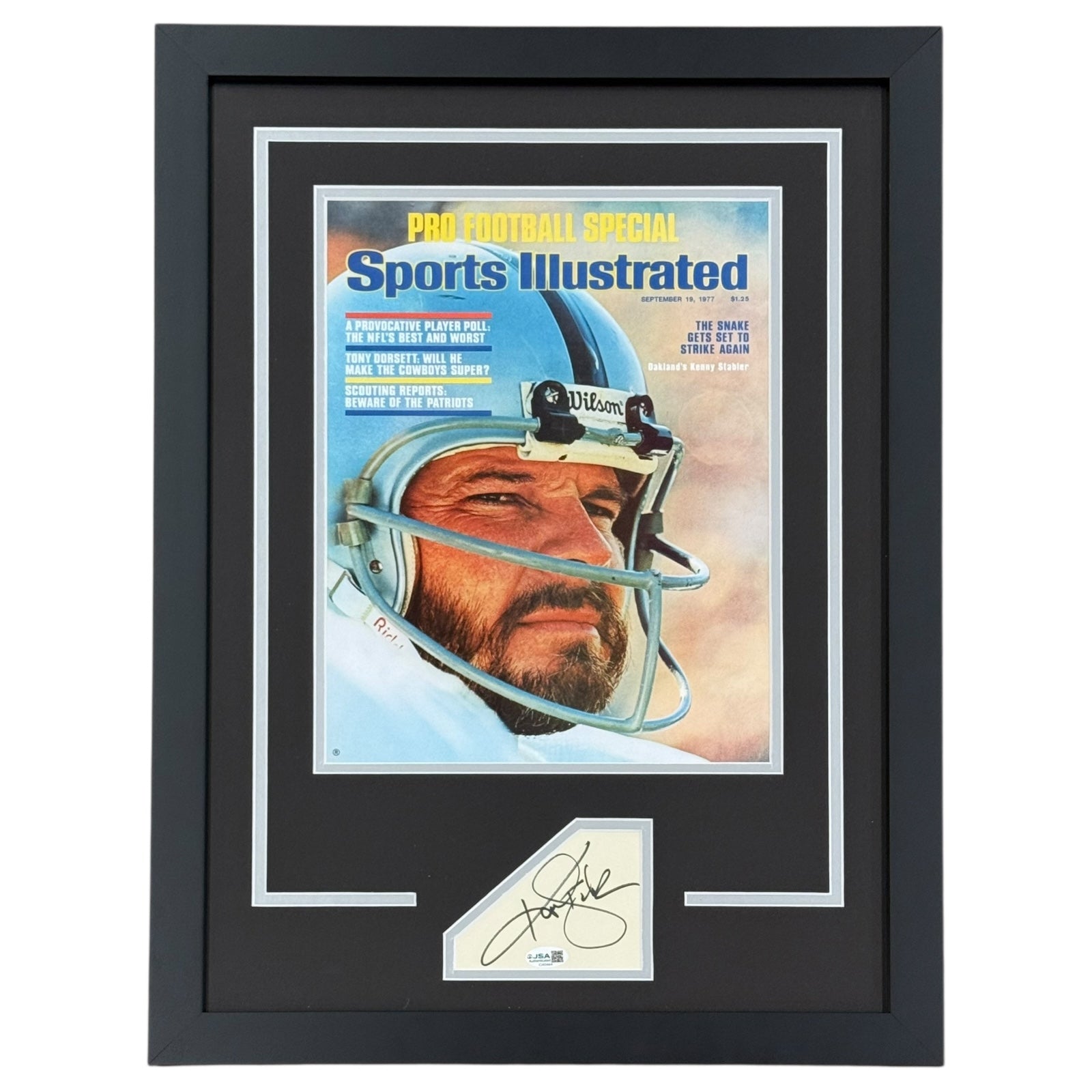 Ken Stabler Autographed Oakland Raiders (SI 11x14 Cover) Deluxe Framed with Autograph - JSA
