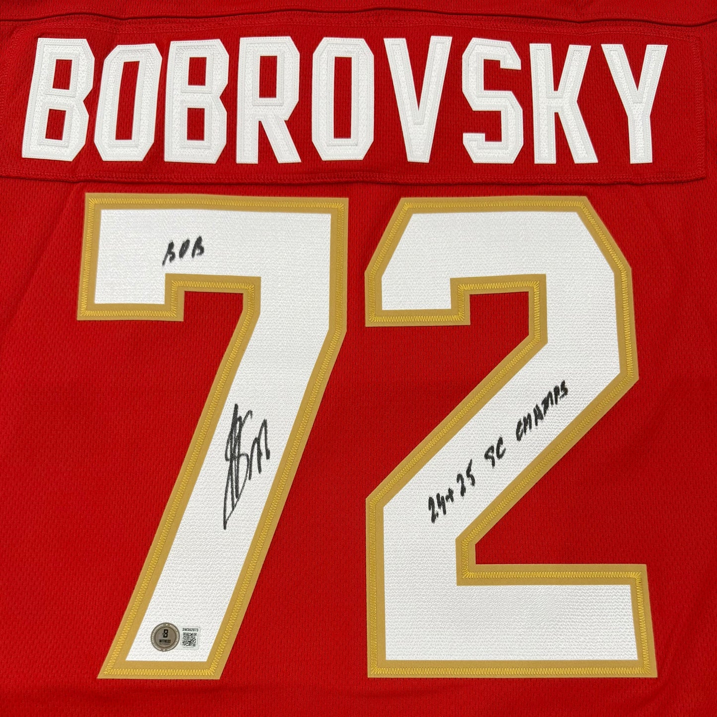Sergei Bobrovsky Autographed Florida Panthers (Red #72) Breakaway Hockey Jersey w/ 2 Inscriptions - Beckett