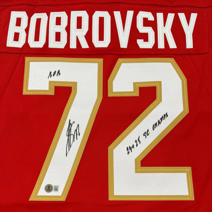 Sergei Bobrovsky Autographed Florida Panthers (Red #72) Breakaway Hockey Jersey w/ 2 Inscriptions - Beckett