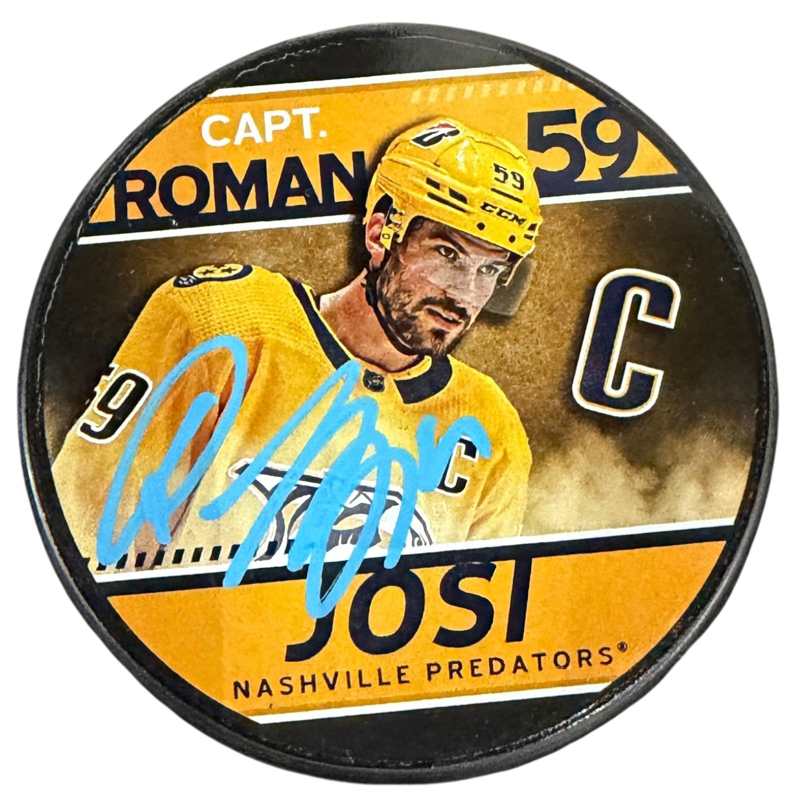 Roman Josi Autographed Nashville Predators Captain Hockey Puck - JSA