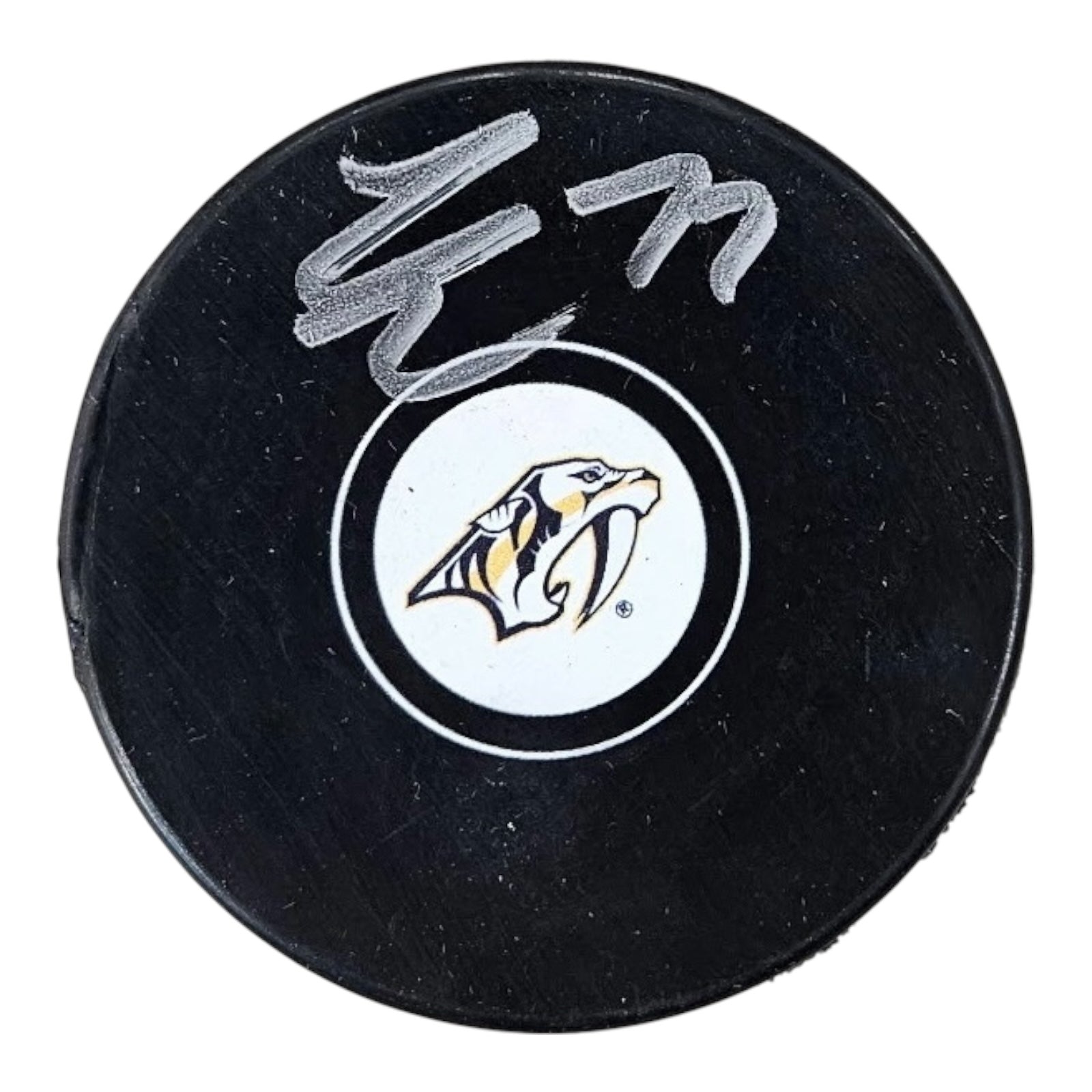 Luke Evangelista Autographed Nashville Predators Hockey Puck - JSA