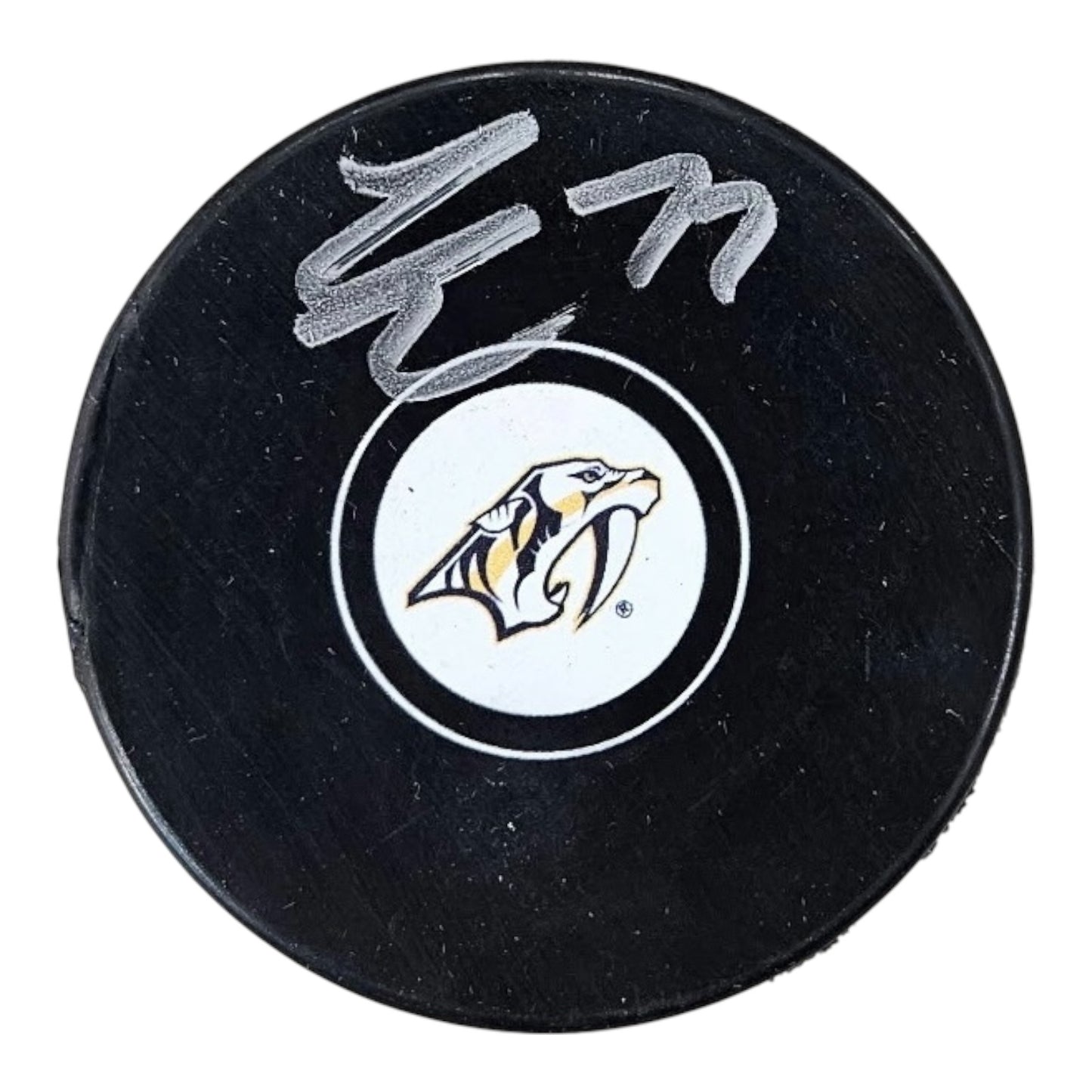 Luke Evangelista Autographed Nashville Predators Hockey Puck - JSA