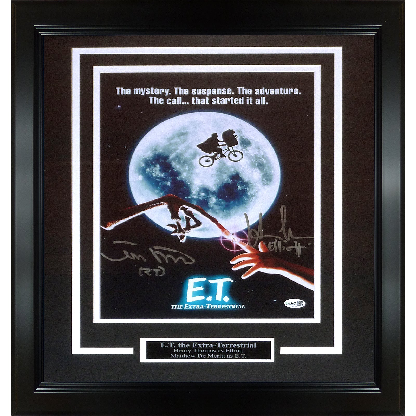 E.T. The Extra-Terrestrial 11x14 Movie Poster Autographed by Henry Thomas (Elliott) And Matthew De Merritt (ET) - JSA