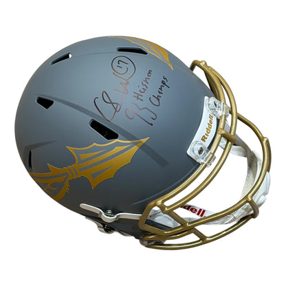 Charlie Ward Autographed Florida State FSU Seminoles (SLATE) Deluxe Full-Size Replica Helmet w/ 93 Heisman Champs
