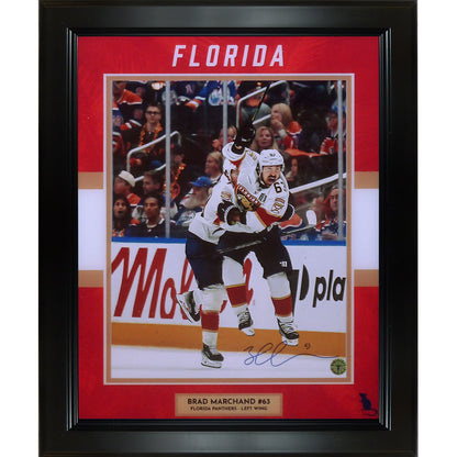 Brad Marchand Autographed Florida Panthers (Stanley Cup Celebration) Deluxe Framed 11x14 Photo - Marchand Holo